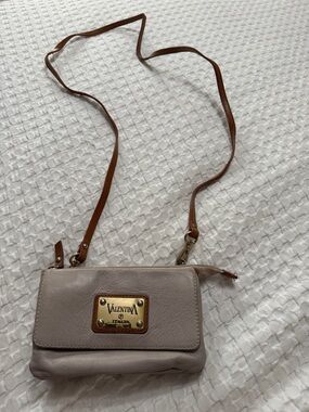 Valentina Taupe Crossbody with Brown Strap and Gold Hardware
